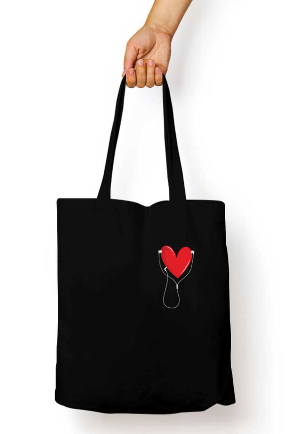 Listen to your heart zipper tote bag