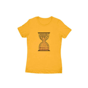 Music Season Hourglass T-shirt (Black Text) - Women - Madras Merch Market 