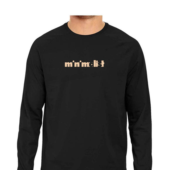 Minimalist Full Sleeve T-shirt (Cream Text) - Unisex - Madras Merch Market 