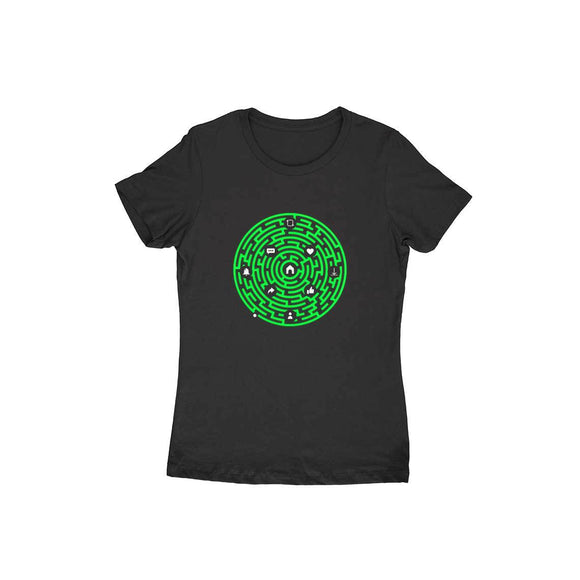 Millennial Maze T-shirt (Green Text) - Women - Madras Merch Market 