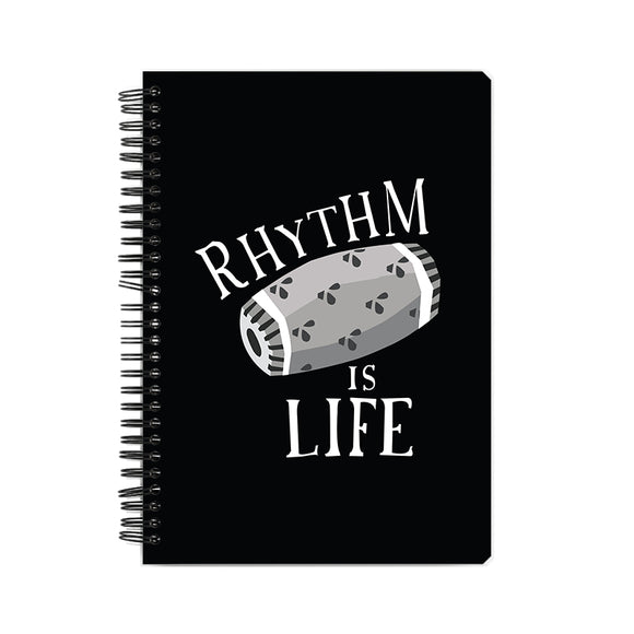 Rhythm is Life Black and White Notebook - Madras Merch Market 