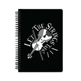 Let the Strings Talk Black and White Notebook - Madras Merch Market 