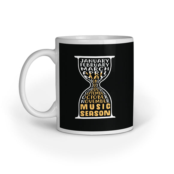 Music Season Hourglass Mug (White text) - Madras Merch Market 